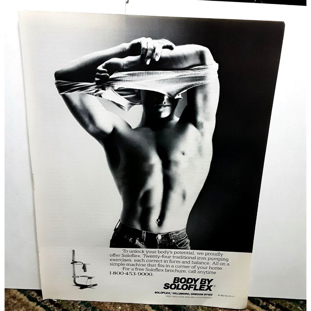 1984 Body By Soloflex Man Shirtless Abs Male Model Original Print Ad